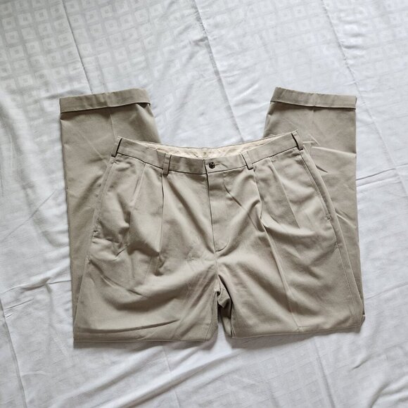 Brooks Brothers Advantage Chino Pleated Khaki Pants Elliot Mens 38x30 Office - Picture 3 of 7